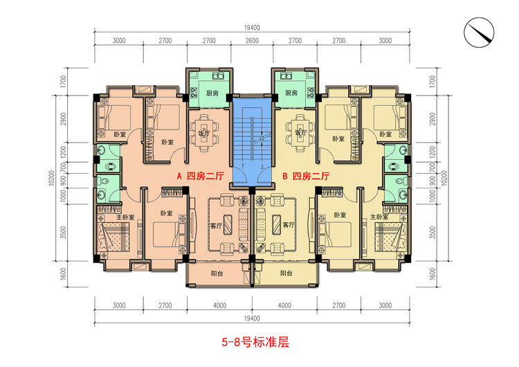 5-8号标准层平面